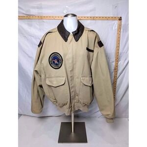 Avirex/Type A-2/Flight Jacket/Tan Cotton & Leather/DoD Patch/USAF Cert./Medium